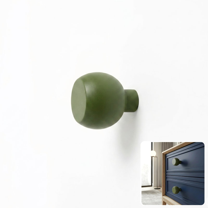Bouton d'armoire rond en aluminium de style moderne Mid-Century ROUS Hardware, olive (vert), 1 pièce, Olive (vert)