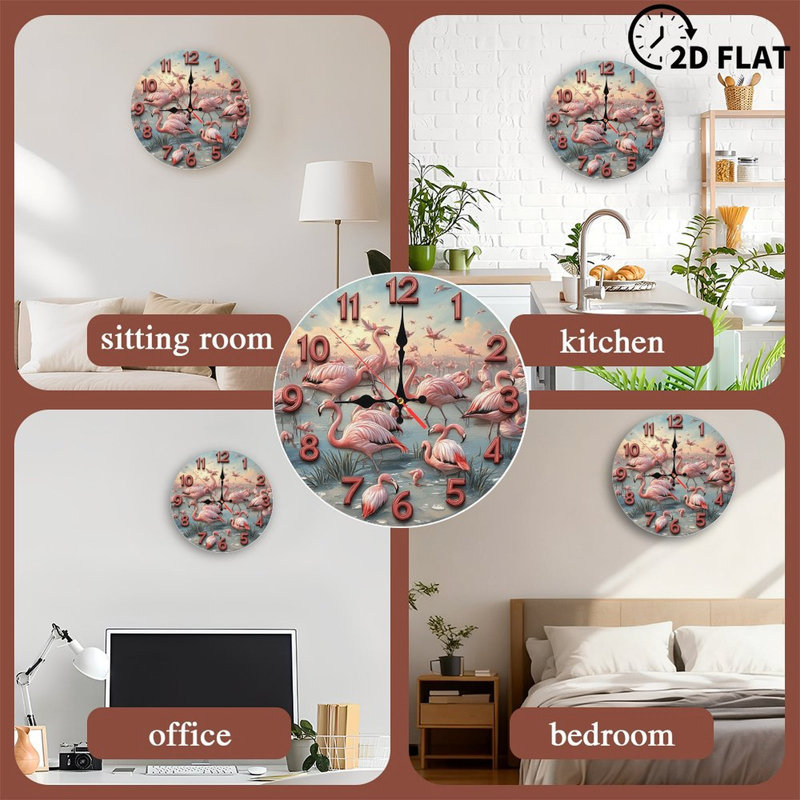 Horloge murale flamant rose
