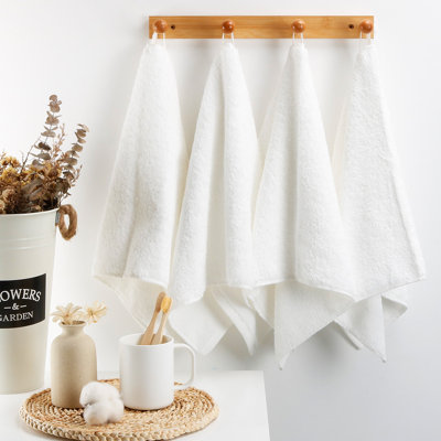 4-Pack Gray Cotton Hand Towels for Bathroom with Hanging Loops Sink-side towels for drying hands and face, ideal for bathrooms, guest baths, powder rooms, Oeko-Texcertified, easy care