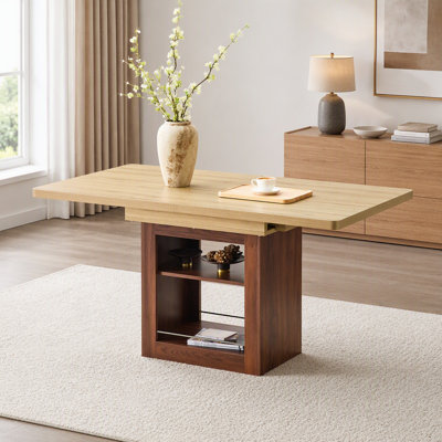 Table de salle à manger extensible avec rangement, réglable de 150 à 180 cm, idéale pour une configuration polyvalente et une organisation optimale.