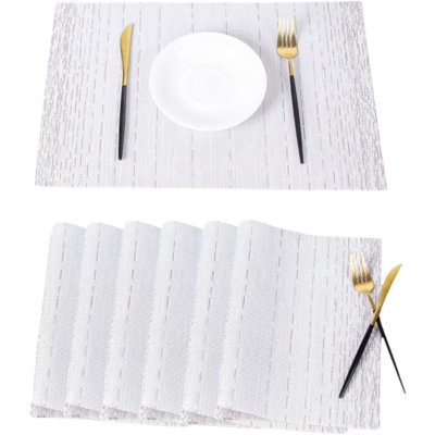 Ensemble de 6 napperons de table de salle à manger lavables en mélange de lin et coton pour l'intérieur et l'extérieur, faciles à nettoyer, 18 x 13 po Placemats