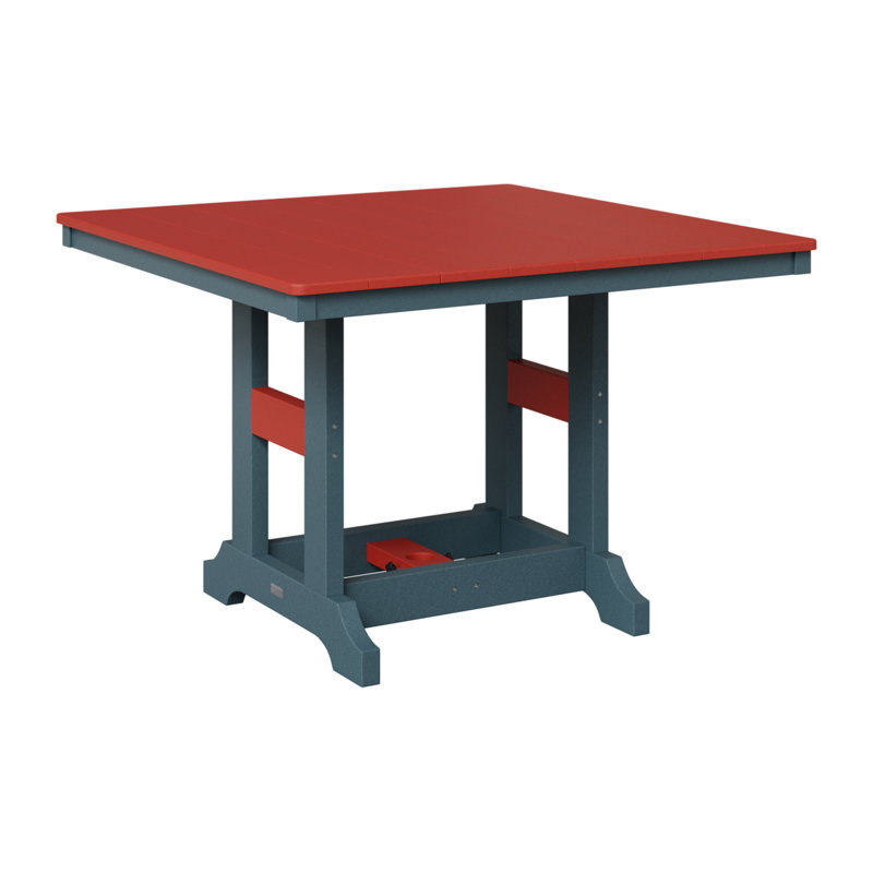 Garden Classic Outdoor Square Bar Table, Scarlet Red, Slate