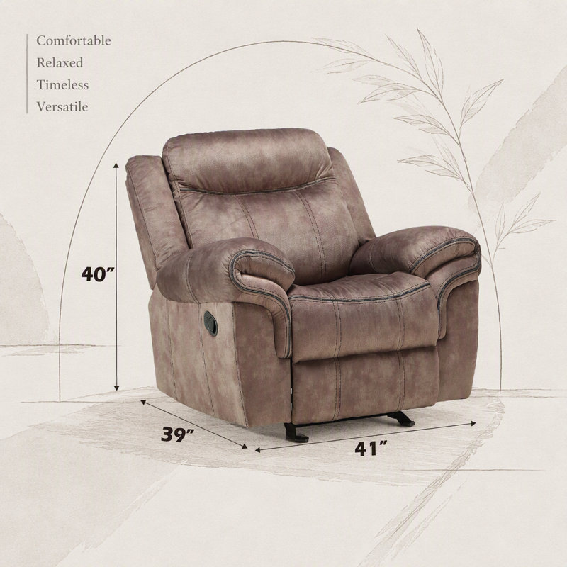 Fauteuil inclinable luxueux en velours chocolat à deux tons avec mouvement doux et siège capitonné confortable, parfait pour la détente