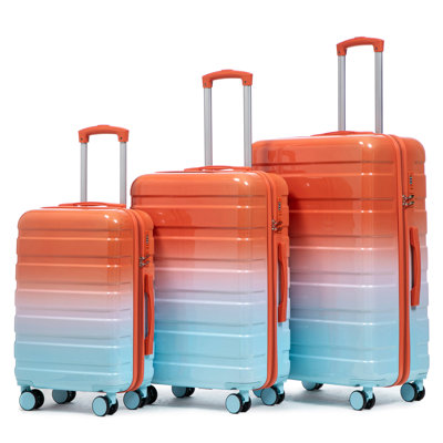 20 po / 24 po / 28 po 3 pièces / ensemble dans une valise à roulettes pivotantes pour PC, valise de transport, avec dégradé de couleurs et serrure à combinaison