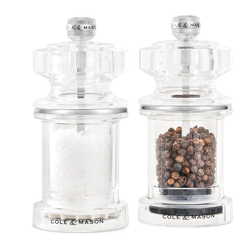 Cole & Mason Clear Acrylic Salt & Pepper Mill Set, 11.8cm