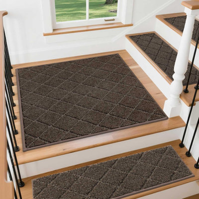 Kokichi antidérapant - tapis de protection en TPE de 30 po x 30 po pour les marches et les paliers en bois, surface souple en polyester à 100% pour les enfants et les animaux de compagnie, tapis d'escalier de sécurité intérieure