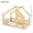 Twin House Floor Bed With Window And A Small Shelf, Solid Wood Floor Bed With House-Shaped Roof-1536998577-1536998591