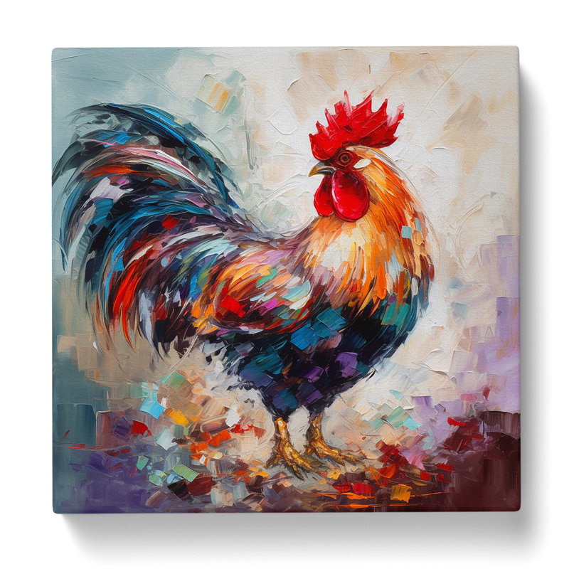 Rooster Palette Knife No.2 - Wrapped Canvas
