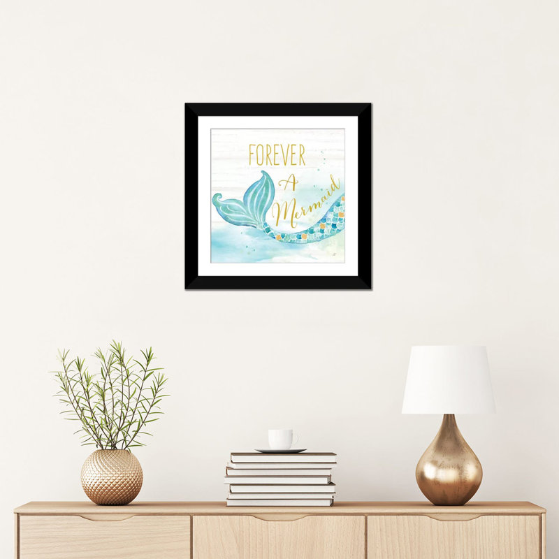 «Mermaid Tale I», impression sur toile, Papier d'art encadré noir, Blanc, H 24 po x l 24 po x P 1 po