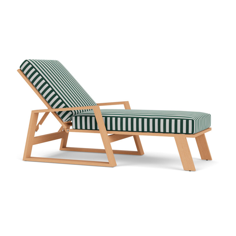 Pursuit Outdoor Chaise Lounge, Safari green/white stripe