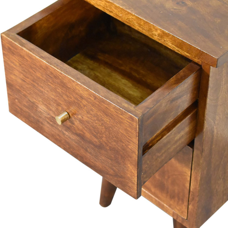 Berumen 35cm W Solid Wood Bedside Table, Chesnut, Chesnut
