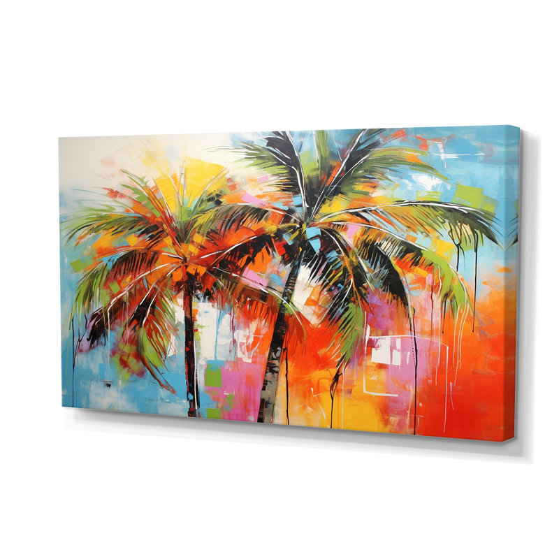 «Popart Palm Trees I», reproduction d'art sur toile Palm Trees