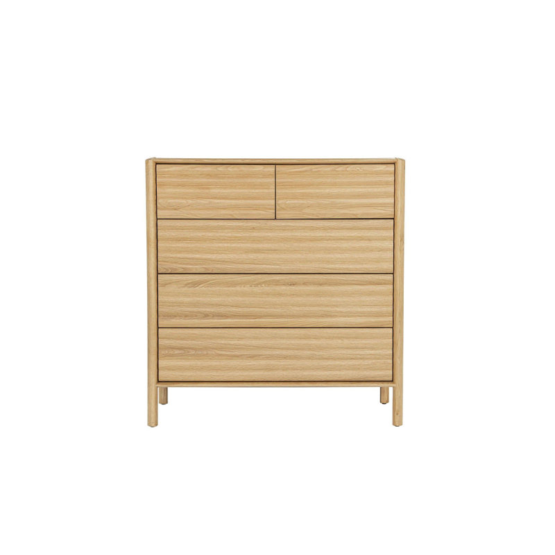 Commode 5 tiroirs Lylis, chêne clair