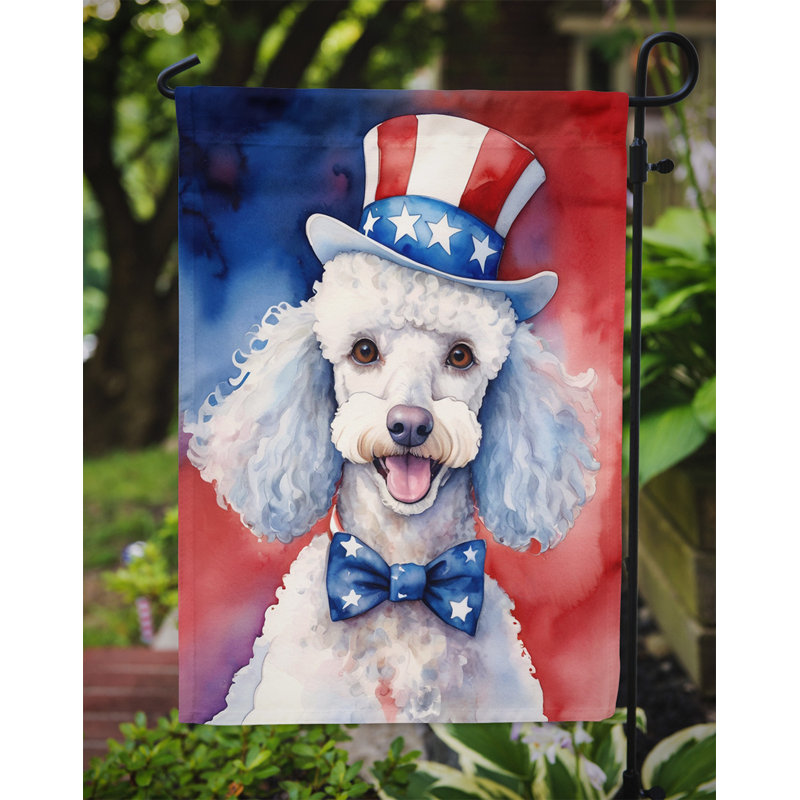 Drapeau patriotique du jardin américain, Blanc / caniche bleu