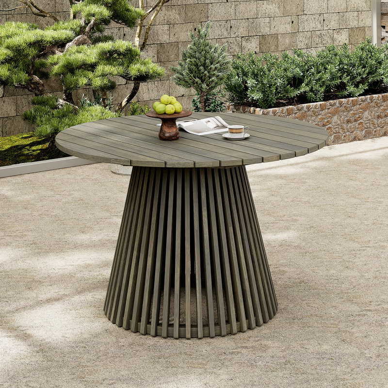 Outdoor Acacia Wood Patio Dining Table, Gray