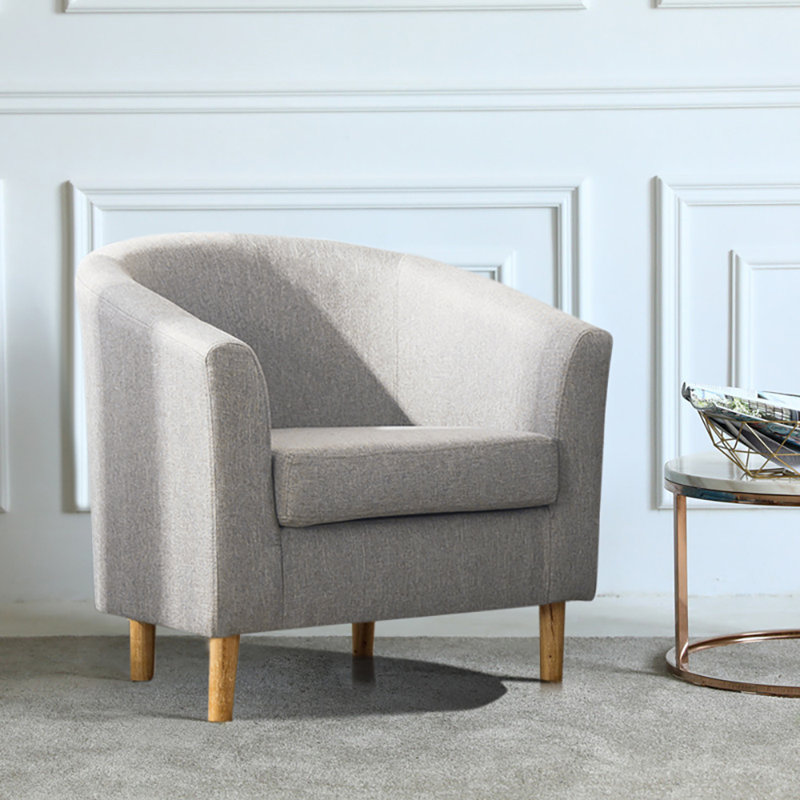 Twickenham Upholstered Barrel Chair, Light Grey