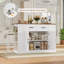 Buffet de ferme extensible l 47,2 po avec abattants et prises de courant | Chariot de service mobile et armoire de rangement-304055917