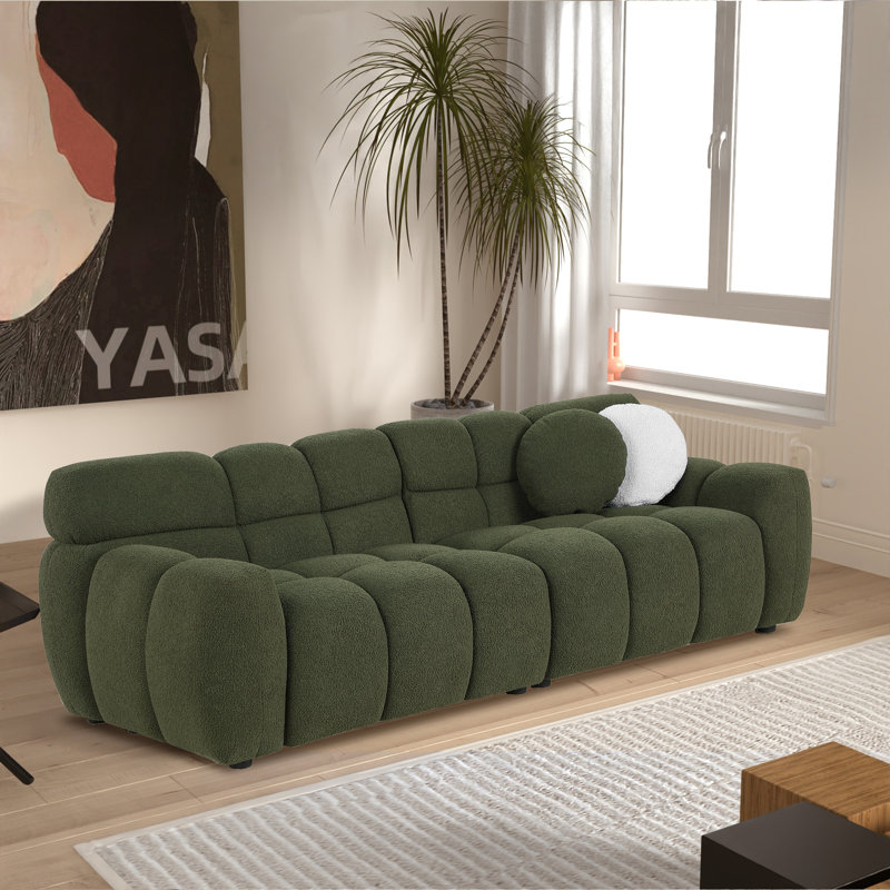 Canapé Kieayla de 86,61 po Boucle, Vert