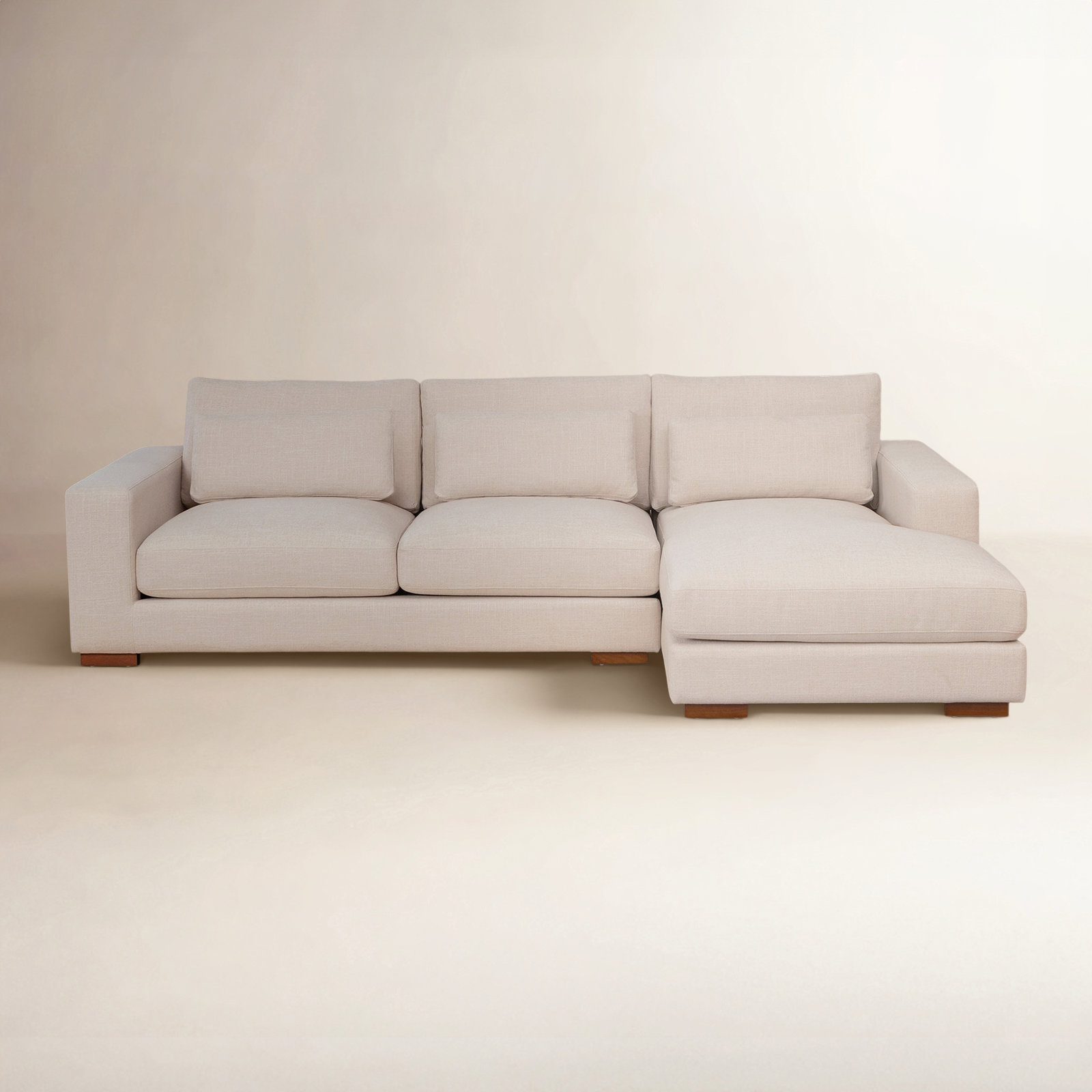Copley Sofa and Chaise, Beige Cotton Blend, Right Hand Facing