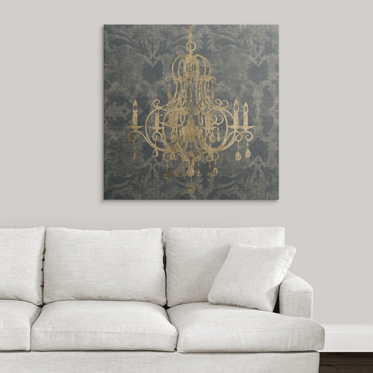 « iv », reproduction d’impression jennifer Gilt Chandelier, H 35 po x l 35 po x P 1,5 po, Toile