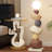 Brown + White Plastic + Resin Free form Floor Lamps