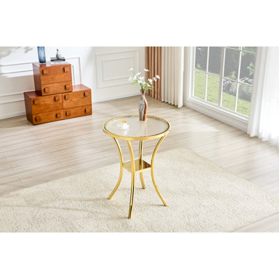 Table de bar en acier inoxydable avec plateau en verre trempé et base plaquée or