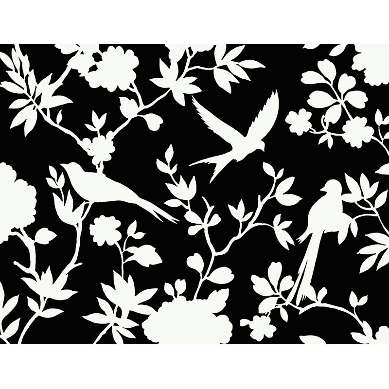 Floral Wallpaper Roll, Black