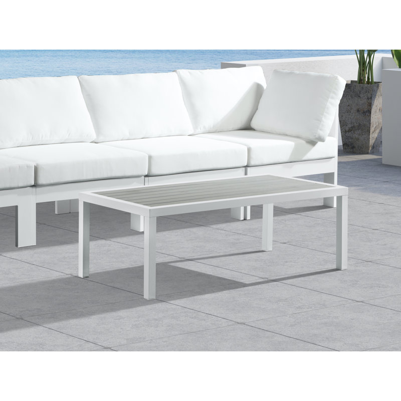 Vernola Rectangular Outdoor Coffee Table, Light Gray/White