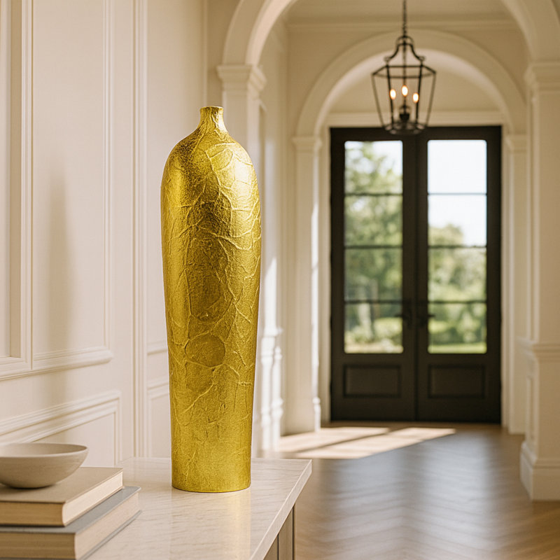 Khamiyah Handmade Aluminum Table Vase, Gold