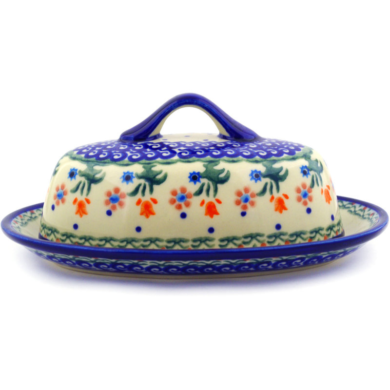 Spring Flowers Stoneware Butter Dish