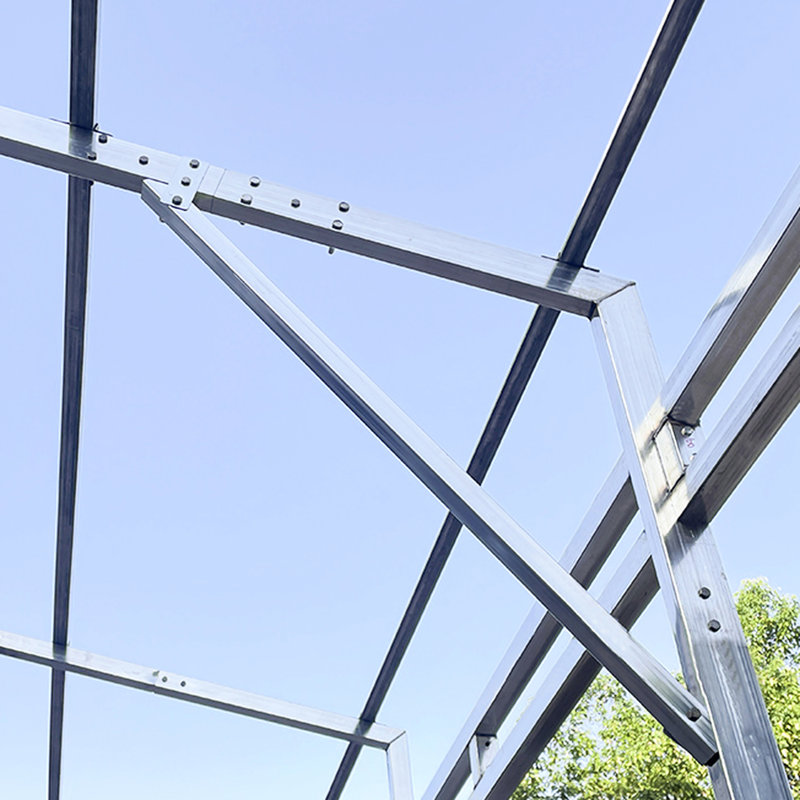 Remise de garage renforcée de 46 pi x 23 pi - idéale pour le rangement d'équipement lourd et de véhicules, cadre de calibre 14, 16 traverses galvanisées, porte latérale à volets roulants de 8 pi 9 pi, véhicules de rangement en métal crème Q235,