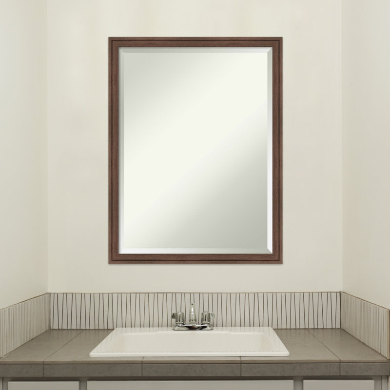 Merima Rectangle Wall Mirror, Medium Brown, 25.75" x 19.75"