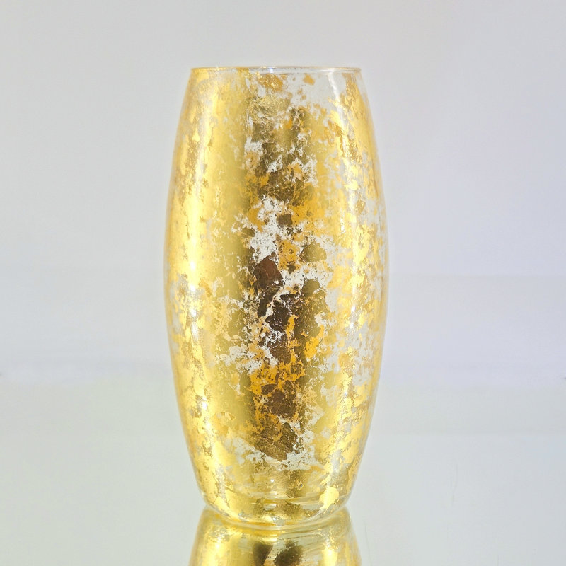 Vase Leiston, Doré, H 10 po x l 5 po x P 5 po