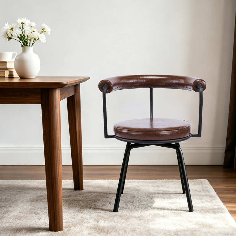 Chaise pivotante rembourrée en polyuréthane Abisan Bauhaus, Chocolat