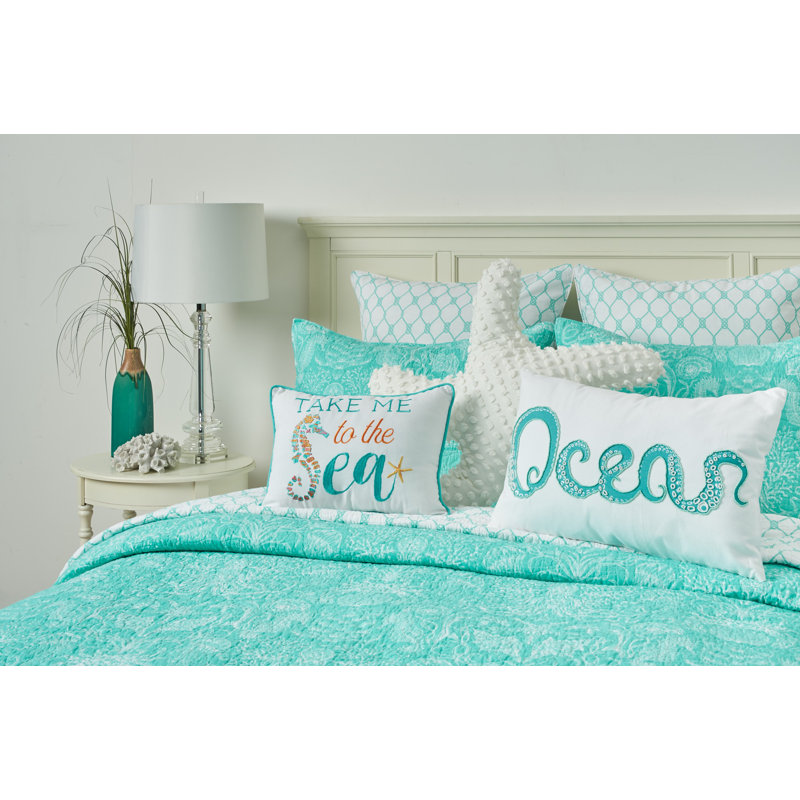 Octi Ocean Beaded Throw Pillow