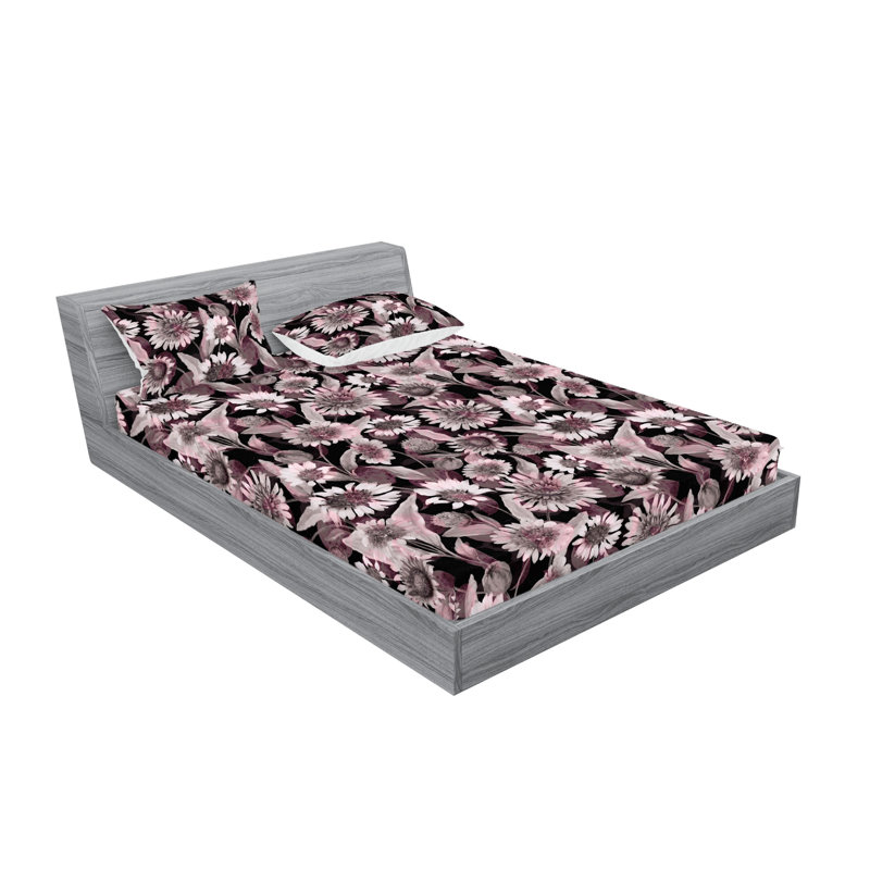 Drap-housse et taies décoratives 3 pièces Ambesonne, Ensemble de draps pour grand lit avec 2 taies d'or