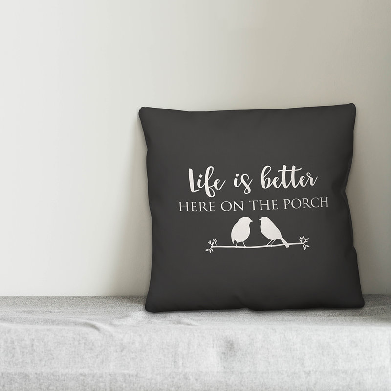 Outdoor Throw Pillow, 20" x 20", Faded Black/White