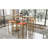 -piece bar table and chair set with gold frame, multi-layer tabletop, sponge cushions, orange upholstery