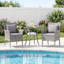 3 Pieces Patio Wicker Bistro Set Outdoor Conversation Furniture Set