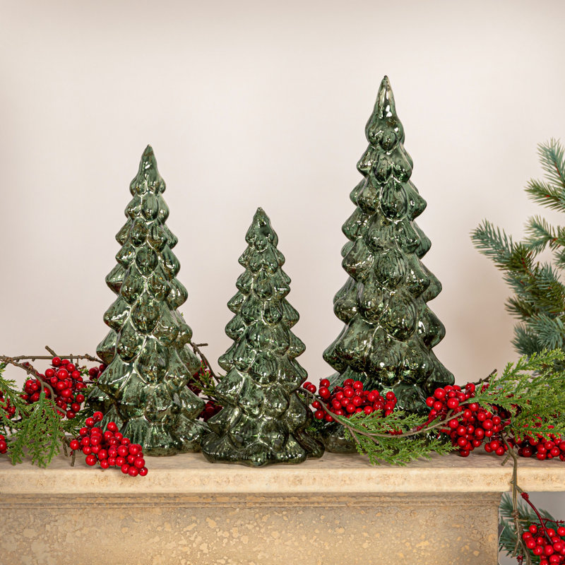 Mercury Glass LED Tree Set