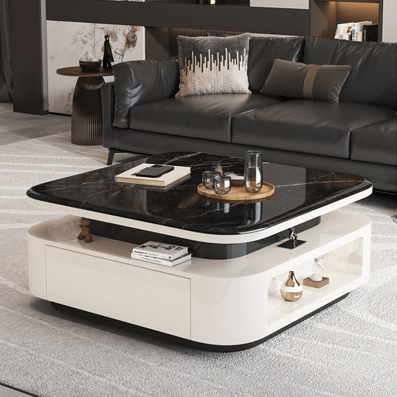 Casar, 16.5" H x 31.5" L x 31.5" W, Black Top/White Base