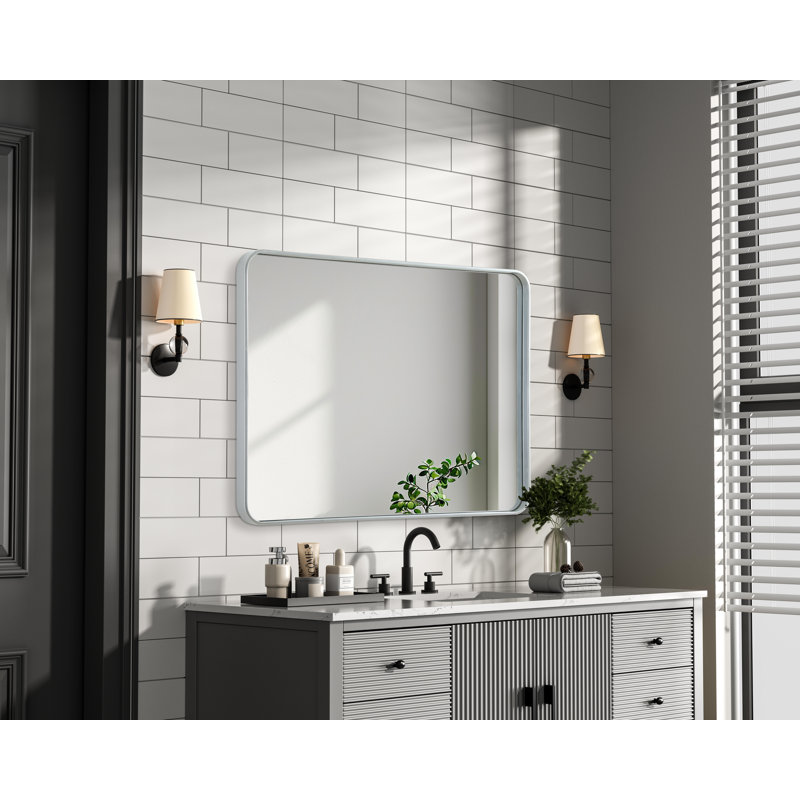 Erath Contour Metal Mirror, Silver, 40" x 30"