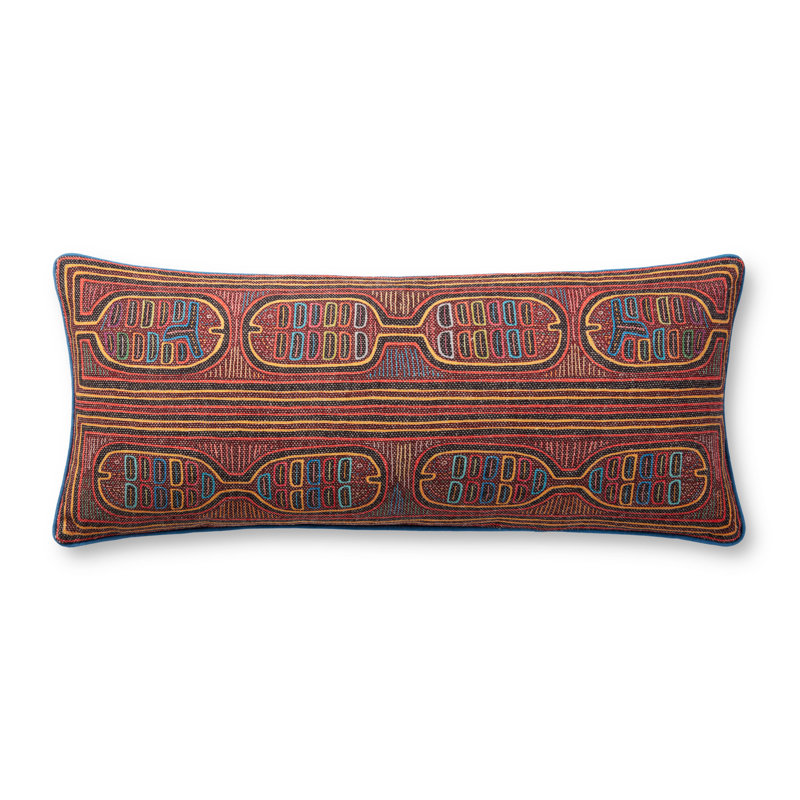 Abstract Throw Pillow, 13" H x 35" W x 6" D, Polyester/Polyfill