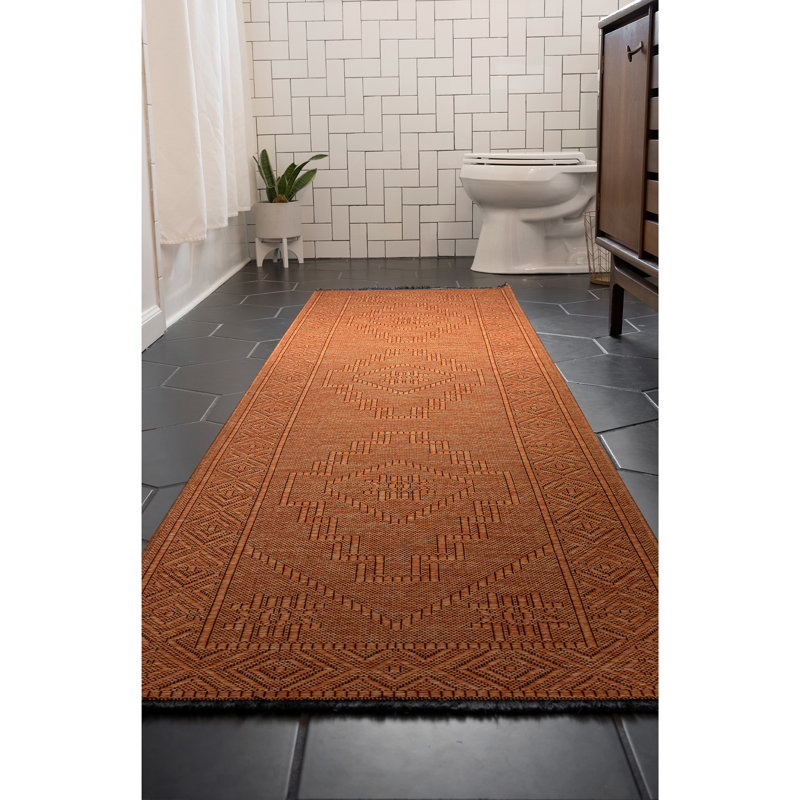 Brenly Moroccan Machine Washable Non Skid Indoor Area Rug - Orange, Runner 2'3" x 7'7"