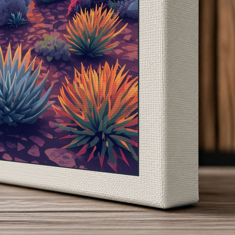 Desert at Dusk Landscape - Wrapped Canvas, 24x16 - 61.0 x 40.6 cm, Cream Border