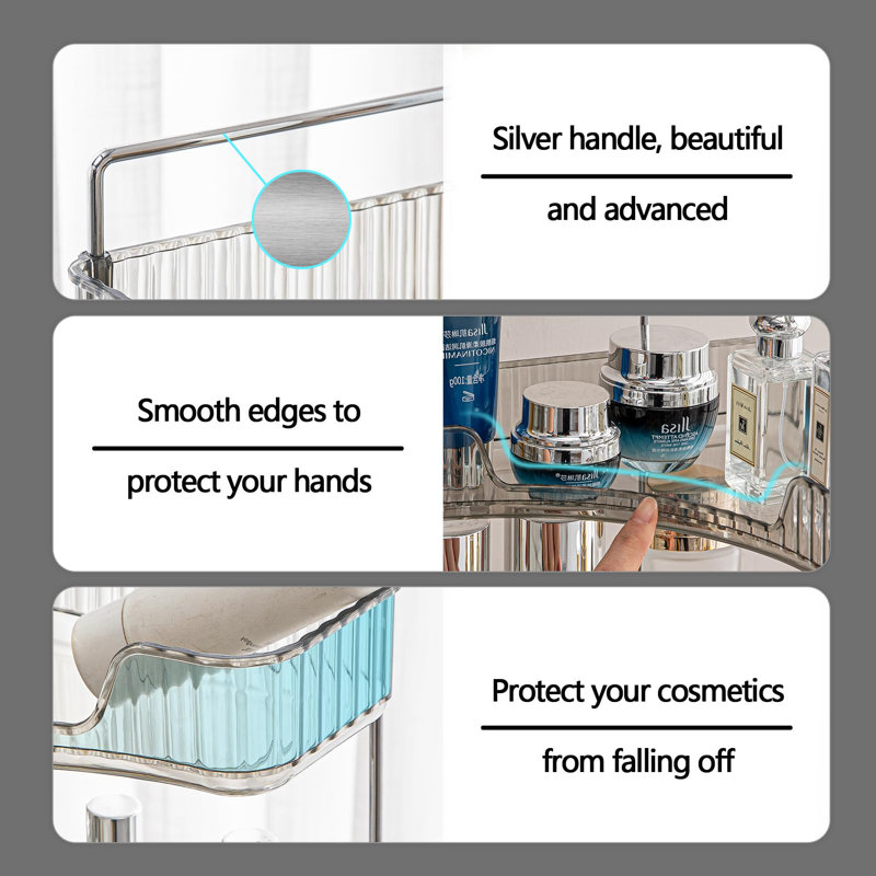 2-Tier Corner Bathroom Organizer - Space-Saving Plastic Shelf, Triangular Design, 11'' X 13'' X 6.5'', For Shower, Vanity, And Countertops