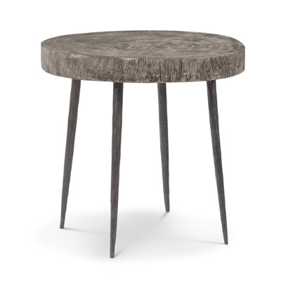 Crosscut Solid Wood 3 Legs End Table
