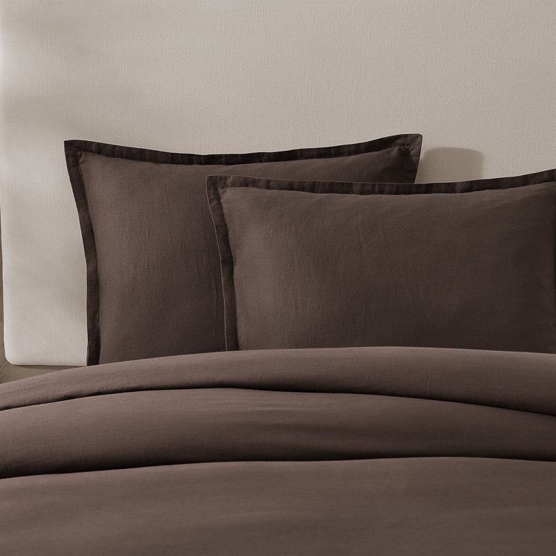 Standard Cotton-European Linen Duvet Cover Set, Moon, Queen Duvet Cover + 2 Standard Shams