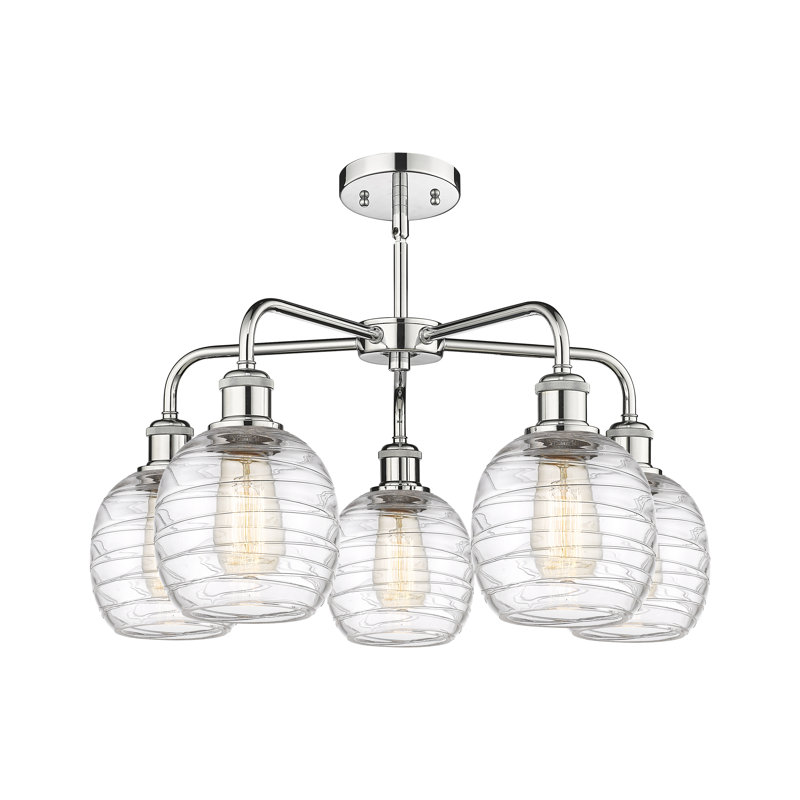 Alve 5 - Light Steel Dimmable Sphere Chandelier, Polished Chrome