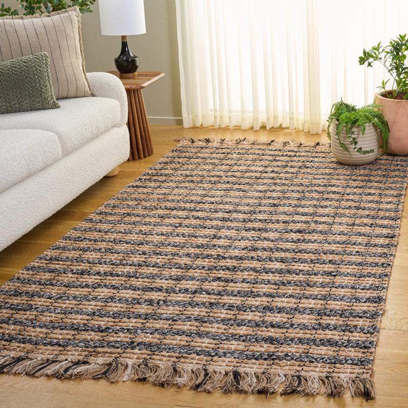 Holten Hand Woven 0.85 Jute 0.15 Cotton Checkered Rug, Rectangle 5' x 8'